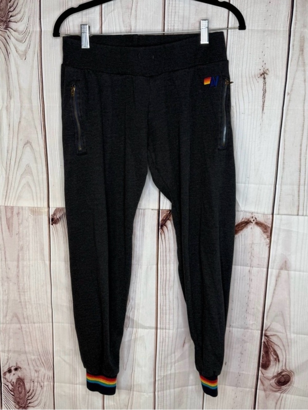 Aviator Nation Dark Grey Rainbow Prism Jogger Size S - Picture 8 of 9